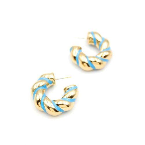 Mineli Halka Küpe - Mavi