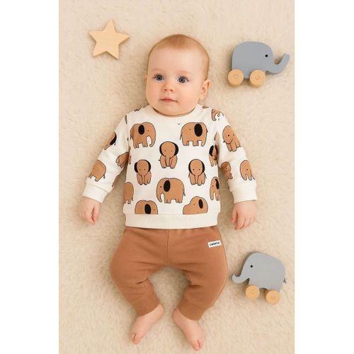 Fil Desenli 2'li % 100 Pamuk Erkek Bebek Takımı