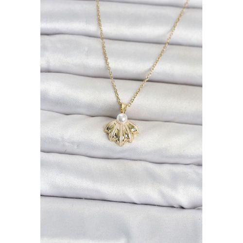 316L Çelik Zincir Gold Renk Deniz Kabuğu Model Kadın Kolye