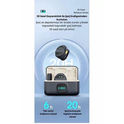 2 Adet Profesyonel Kablosuz Yaka Mikrofonu Lighting Uyumlu Manyetik Klipsli