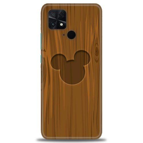 Xiaomi Poco C40 Kılıf HD Baskılı Kılıf - Ahşap Mickey + Tam Ekran Koruyucu