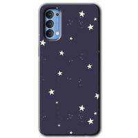 OPPO Oppo Reno 4 Kılıf HD Desen Baskılı Arka Kapak + Temperli Cam - Gökyüzü Yıldız