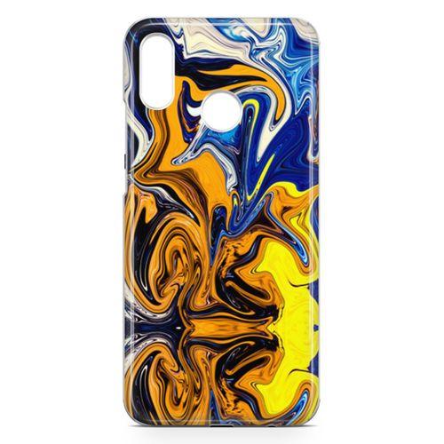 Huawei Nova 3e Kılıf Mavi Turuncu Mermer Arka Kapak Koruma Desenli Full Koruyucu