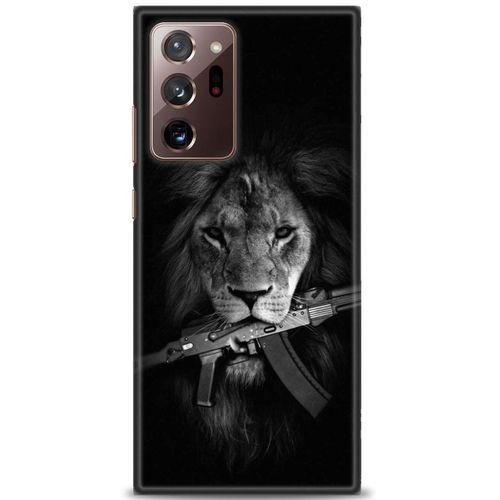 Samsung Galaxy Note 20 Kılıf HD Baskılı Kılıf - Tüfek ve Aslan + Tam Ekran Koruyucu