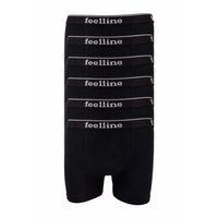 6 adet Feelline Siyah Pamuklu Doğal Likralı Erkek Boxer