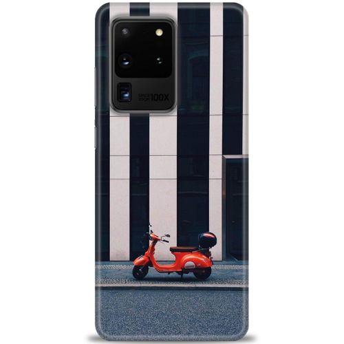 Samsung Galaxy S20 Ultra Kılıf HD Baskılı Kılıf - Kırmızı Motor + Tam Ekran Koruyucu