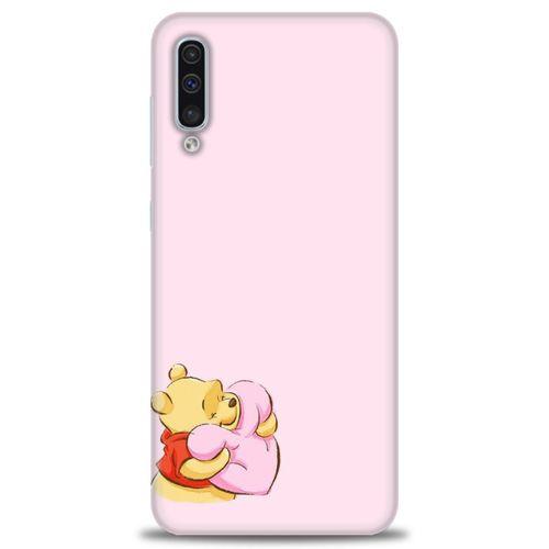 Samsung Galaxy A50S Kılıf HD Baskılı Kılıf - Winnie the Pooh Kalpli + Tam Ekran Koruyucu