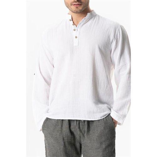 Uzun Kol Hakim Yaka Müslin Yazlık Sweatshirt Beyaz Byz