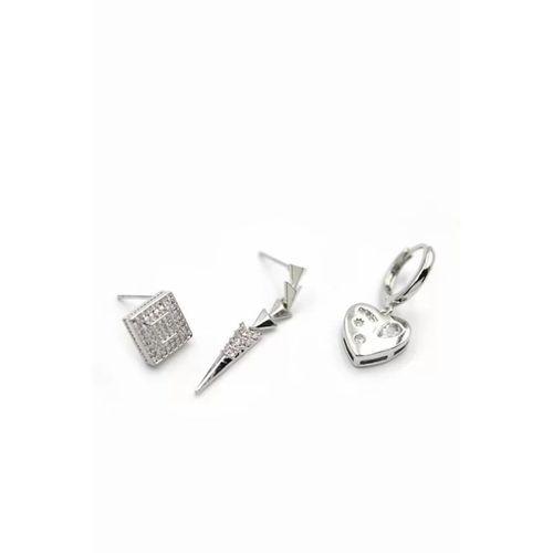 3'lü Kalp Küpe - Gümüş