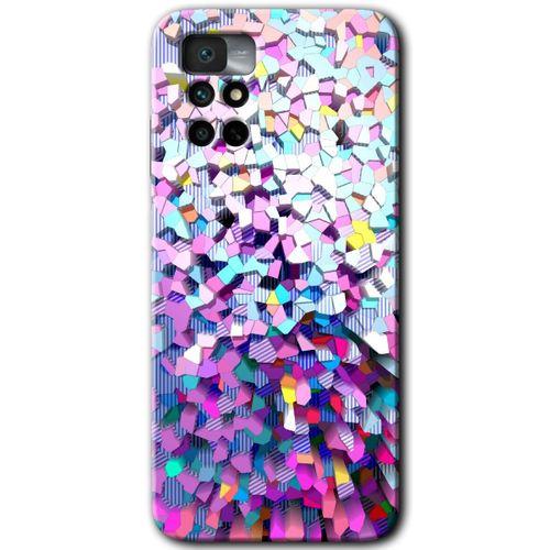 MRCİLETİSİM Xiaomi Redmi Note 11 4G Kılıf HD Desen Baskılı Arka Kapak+Temperli Cam - Mosaic Fragments Colorfull