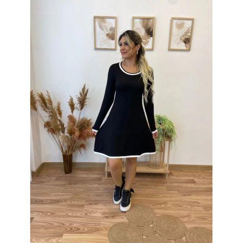 Pilelistore Kadın Uzun Kollu Derin Yuvarlak Yakalı Kısa Viskon Iki Iplik Elbise