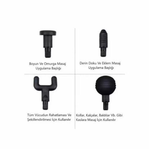 Yeni Nesil Darbeli Titreşimli Şarjlı Sporcu Masaj Tabancası 4 Başlıklı