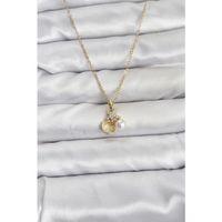 316L Çelik Zincir Gold Renk Deniz Kabuğu ve Deniz Yıldızı Model Zirkon Taşlı Kadın Kolye