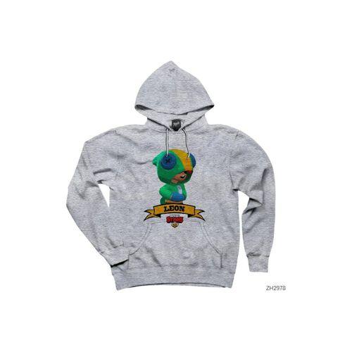 Brawl Stars Leon Gri Kapşonlu Sweatshirt Hoodie