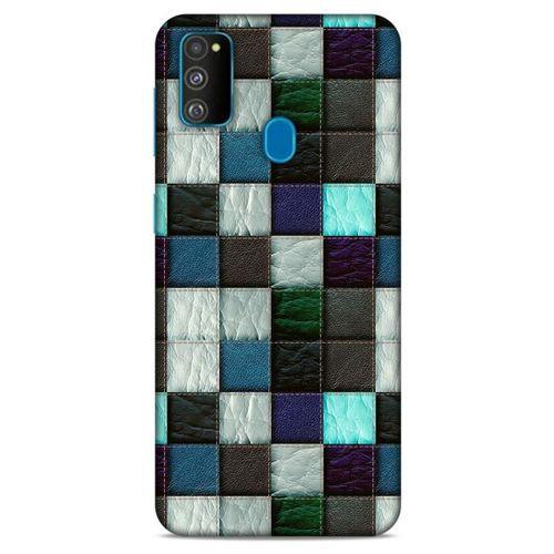 Samsung Galaxy M30s Kılıf Patchwork (46) Core Armor Kılıf Gri Cam Göbeği