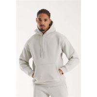 Şardonlu Kanguru Cepli Sweatshirt - 3 İplik Şardonlu Lastik Paça Erkek Eşofman Altı- Eşofman Takımı - Mineral Gri