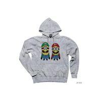 Mario Brothers Minion Gri Kapşonlu Sweatshirt Hoodie