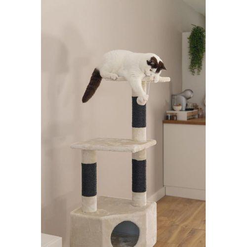 Beeztees Kedi Köşe Tırmalama ve Oyun Evi, Krem, 40x40x135cm