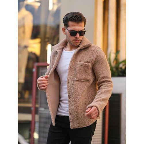 Tek Cepli Peluş Ceket- Bej