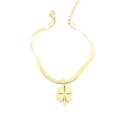 İtalyan Zincir Yonca Bileklik - Altın