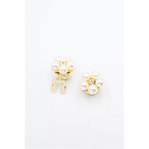 İncili Düğme Broşu - Altın