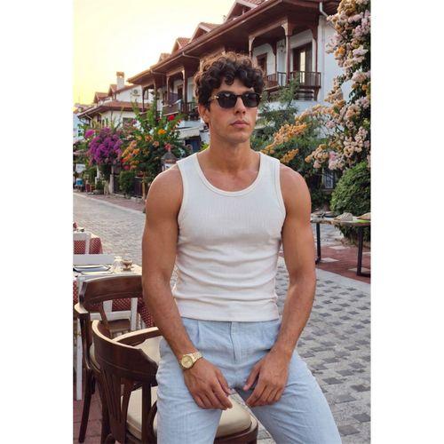 Valmont Premium Regular Fit Fitilli Kaşkorse Kumaş Erkek Atlet - Beyaz