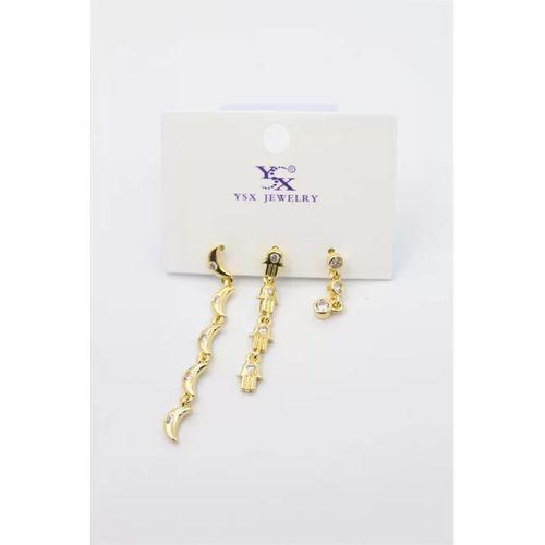 3'lü Ay Küpe - Altın