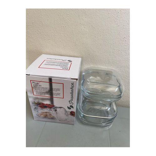Paşabahçe Plus Kapaklı Cam Saklama Kabı 2'li 96888 Şeffaf