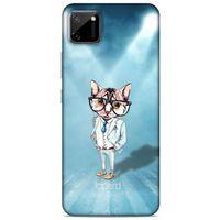 Oppo Realme C11 Kılıf FunnyMaX (40) Fit Silikon Kılıf Açık Mavi Kedi