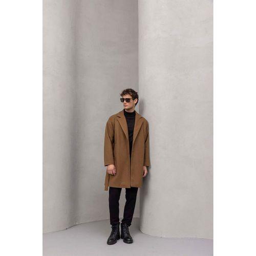 Carlo Oversize Kaşe Kaban Camel - Fincher Boğazlı Kazak Siyah - Bezayağı Kumaş Pantolon Siyah