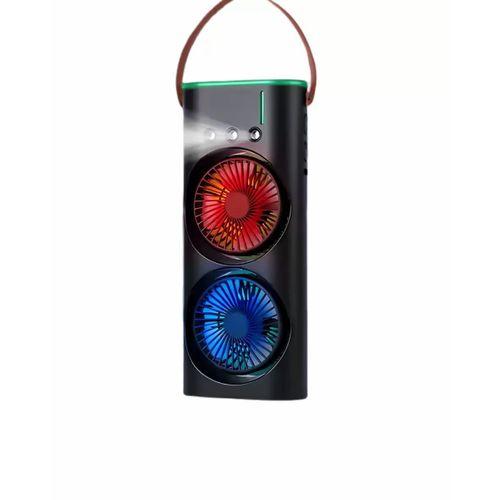 Şarjlı Buharlı Serinletici Fan Rgb Işıklı Çift Pervaneli Masa Fanı