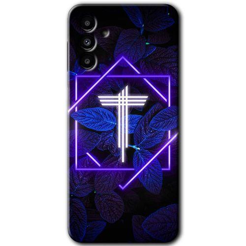 MRCİLETİSİM Samsung Galaxy M23 Kılıf Baskılı Kapak - Dark Neon Yaprak T Harfi + 5D Tam Kaplayan Cam