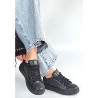 Yier Siyah Cilt Bağcıklı Spor Ayakkabı