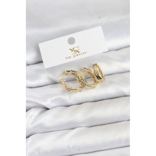 Pirinç Gold Renk Zirkon Taşlı Halka Yılan Model YSX Trio Küpe Seti