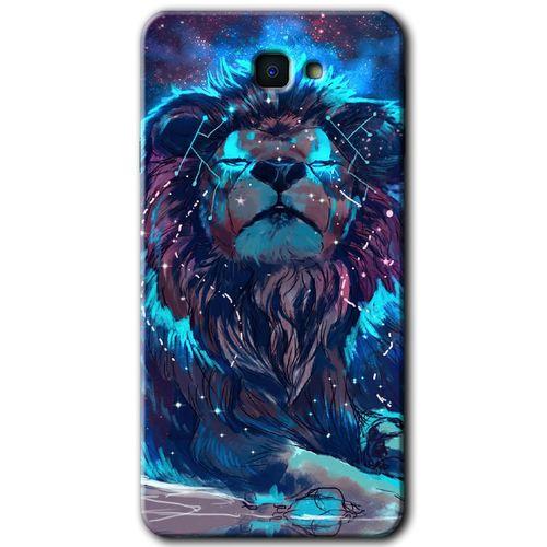 MRCİLETİSİM Samsung Galaxy J7 Prime Kılıf HD Desen Baskılı Arka Kapak + Temperli Cam - Neon Aslan