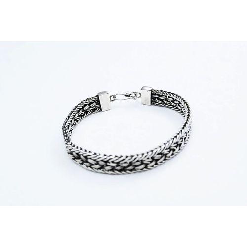 El Örmesi Papağan Kilitli Gümüş Erkek Bileklik