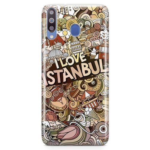 Samsung Galaxy M30 Kılıf İstanbul Doodle Arka Kapak Koruma Desenli Full Koruyucu