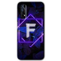 Realme 7 Kılıf Baskılı Kapak - Dark Neon Yaprak F Harfi + 5D Tam Kaplayan Cam