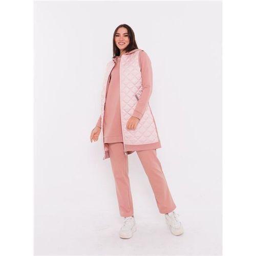 Minimal Kapitoneli Yelekli Spor Üçlü Takım - 70060.034 - Pudra