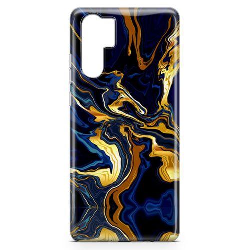Huawei P30 Pro Kılıf Lacivert Kahve Mermer Arka Kapak Koruma Desenli Full Koruyucu