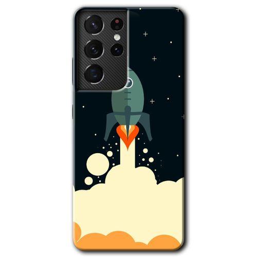 Potkal Hediye Fabrikası Samsung Galaxy S21 Ultra HD Baskılı Kılıf + 9D Tam Ekran Koruyucu - Space Smoke