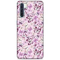 Oppo A91 Kılıf Kelebek Etkisi (2) Kabı Mor Beyaz