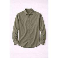 Hurley Çizgili Modal Kumaş Relaxed Fit Günlük Giyim Erkek Gömlek - Haki