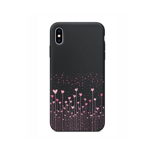 Kalpli Bahçe Tasarımlı iPhone Xs Max Siyah Telefon Kılıfı