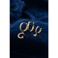 3 lü Ay ve Yıldız Model Gold Renk Set Küpe