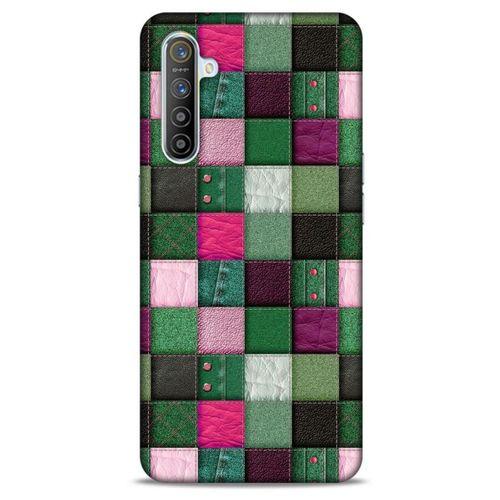 Oppo Realme XT Kılıf Patchwork (34) Slim Armor Kılıf Yeşil Fuşya