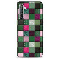 Oppo Realme XT Kılıf Patchwork (34) Slim Armor Kılıf Yeşil Fuşya