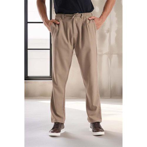 Bezayağı Kumaş Relax Fit Duble Paça Jogger Pantolon - Vizon