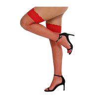 Kadın Kırmızı File Silikonlu Jartiyer Çorabı