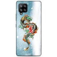 Samsung Galaxy A12 Kılıf Dragons (29) Arka Koruma Kılıfı Tatoo Mavi Ejderha